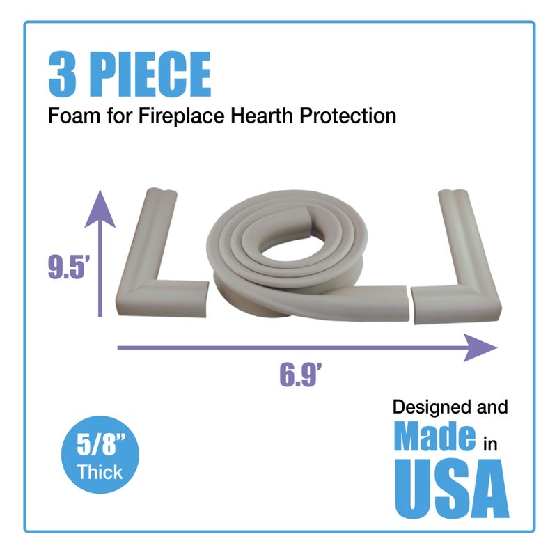 KidKusion Hearth Cushion | Made in USA | Taupe | 8.33 Ft of Padding | Child Safety, Edge and Corner Guard, Baby Proof Fireplace Bumper - Image 2